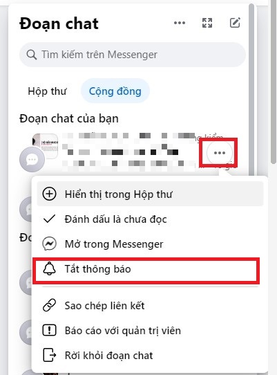 Tắt đoạn chat cộng đồng trên Messenger bằng máy tính